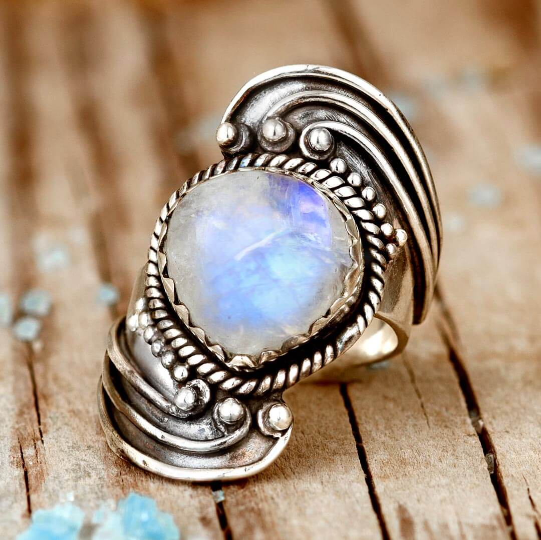 Moonstone Spiral Ring