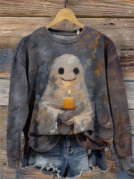 Women's Halloween Boo Art Print Sweatshirt artswardrobe