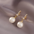 Gold Zirconia & Pearl Earrings