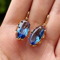 Golden Blue Bloom Gold Earrings