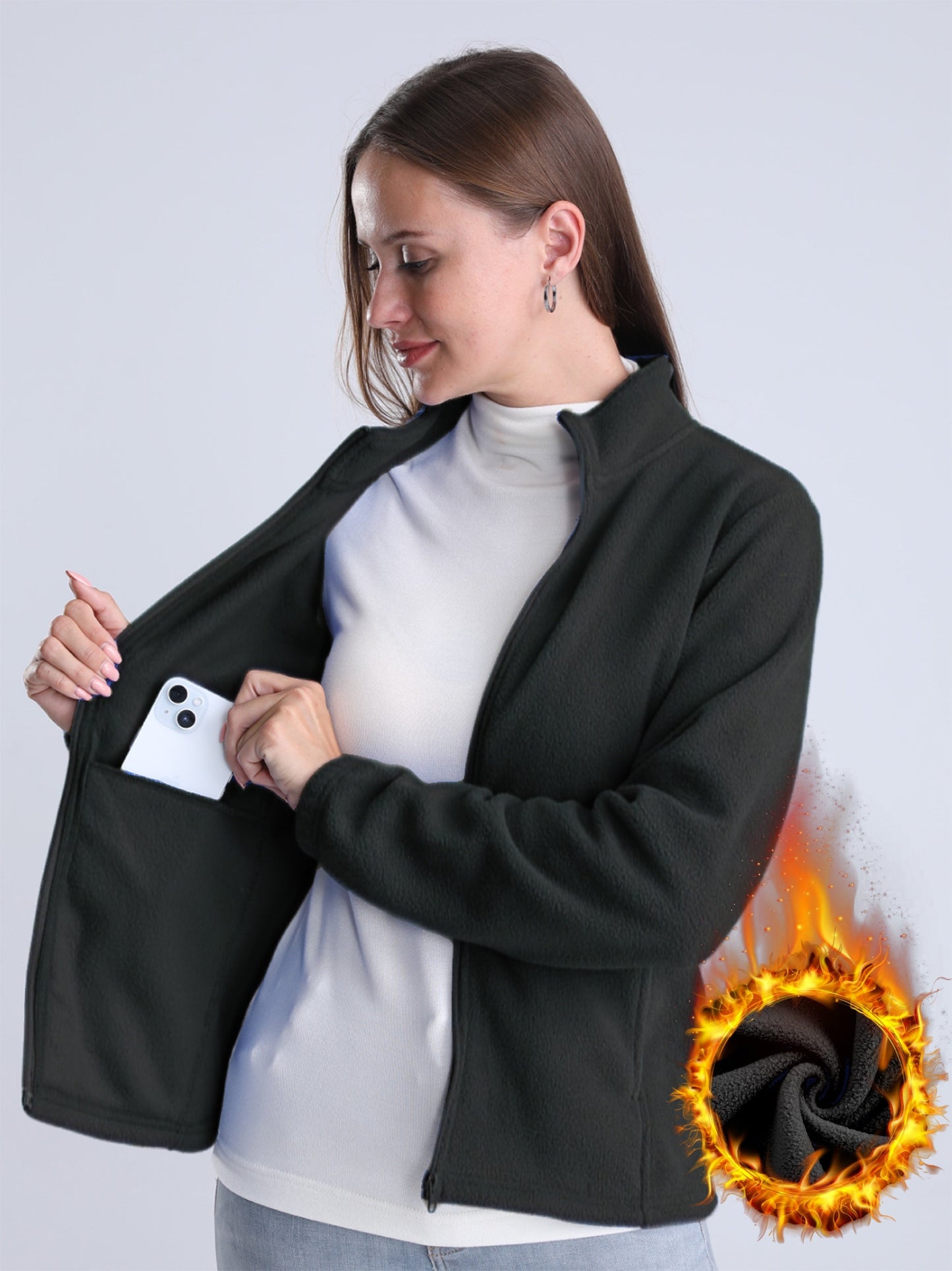 LM | Simple, plush-lined jacket with zipper and pockets