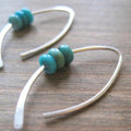 Wavy Earrings With Turquoise Stones in Sterling Silver