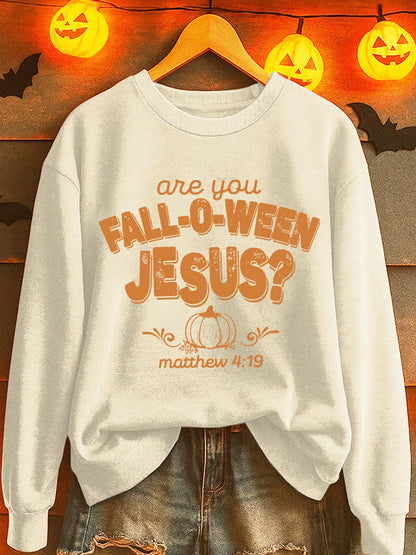 Women's Are You Fall-o-ween Jesus Printed Sweatshirt artswardrobe