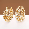 Gold Irregular Zirconia Hoop Earrings