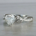 Inlaid Crystal Heart Silver Ring