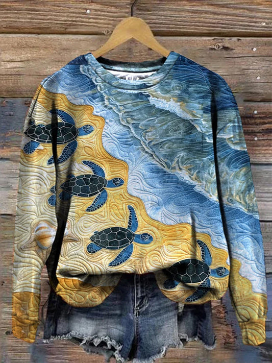 Comstylish Women's Hawaii Sea Turtle Printed Sweatshirt