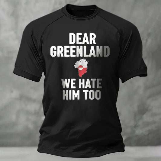 Men's Vintage Greenland Pattern Crew Neck Casual T-shirt elevenforest