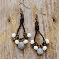 Dangling Leather & Stones Earrings