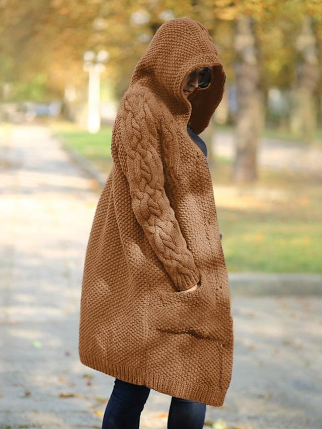 LM | Cardigan with hood in chunky knit
