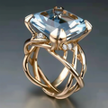 Braided Gold Blue Glass Ring