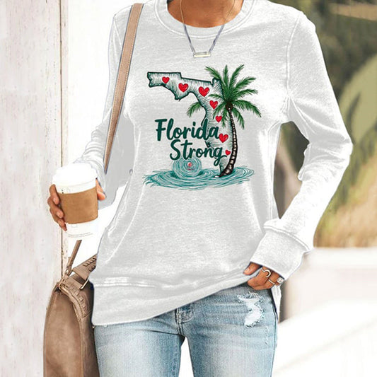 Comstylish Women's Florida Strong Mitton Hurricane Print Casuasl Sweatshirt
