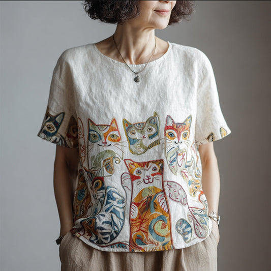 Comstylish Mommy's Multi-colored Round-neck Top