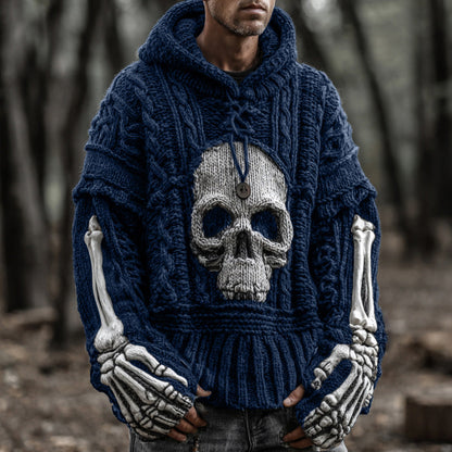 Men's Vintage Viking-style Skull-patterned Warm Sweater elevenforest