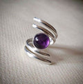 Spiral Purple Crystal Silver Ring