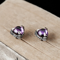 Purple Crystal Silver Earrings