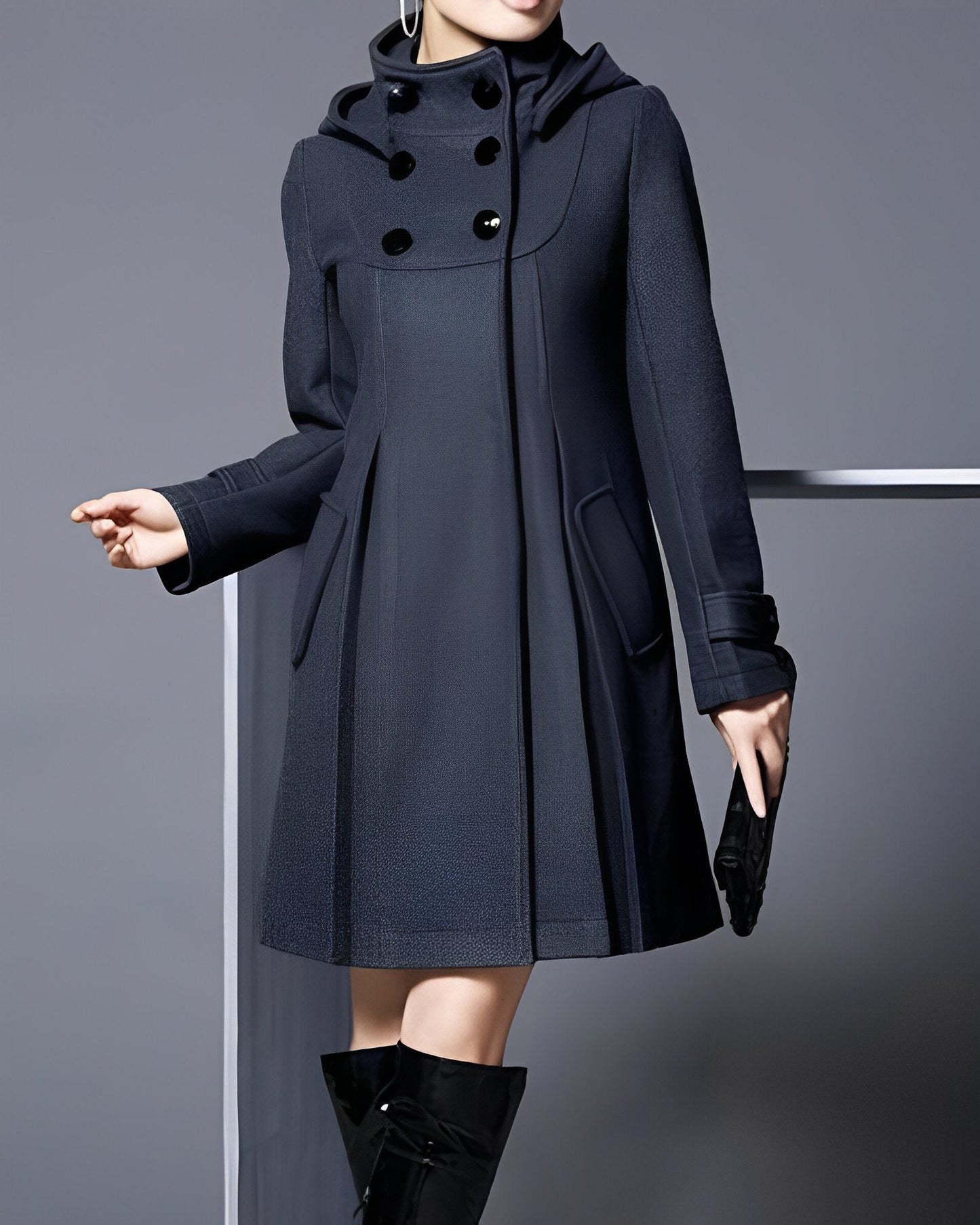 LM | pleated long quilted jacket