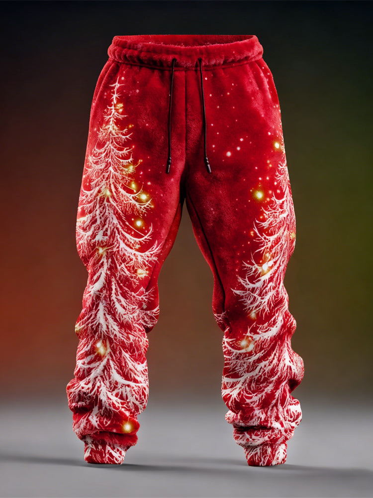 Comstylish Christmas Tree Art Men's Flannel Sweatpants