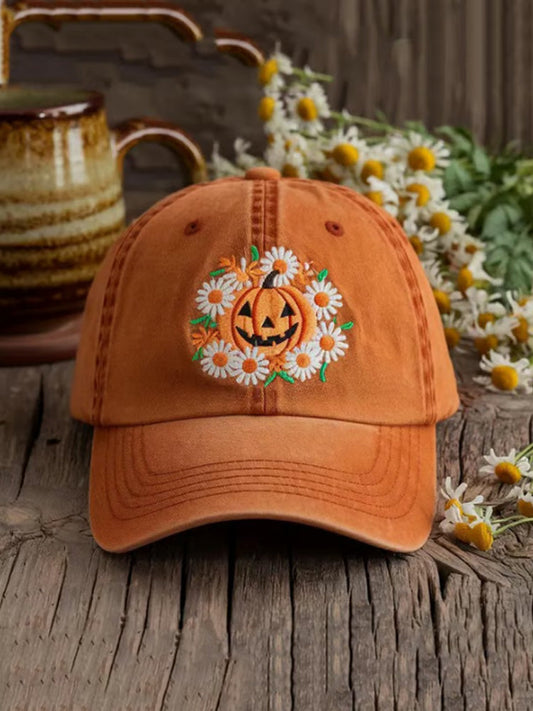 Autumn Halloween Ghost Smiling Face Printed Baseball Cap artswardrobe