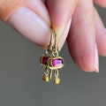 Red Square Glass Gold Earrings