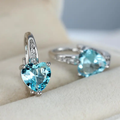 Crystal Blue Heart Earrings
