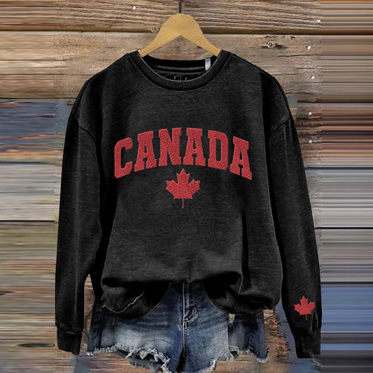 Comstylish Women's Canada Print Crew Neck Casual Sweatshirt