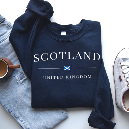 Comstylish Vintage Scotland Print Crew Neck Casual Sweatshirt