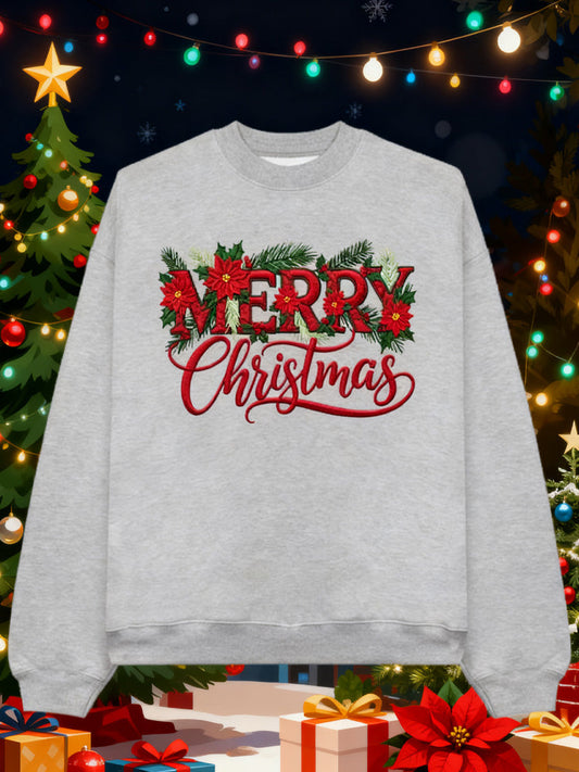 Comstylish Merry Christmas Knitted Print Sweatshirt
