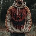 Men's Halloween Devil Smiling Face Color-blocked Warm Knitted Hooded Sweater elevenforest