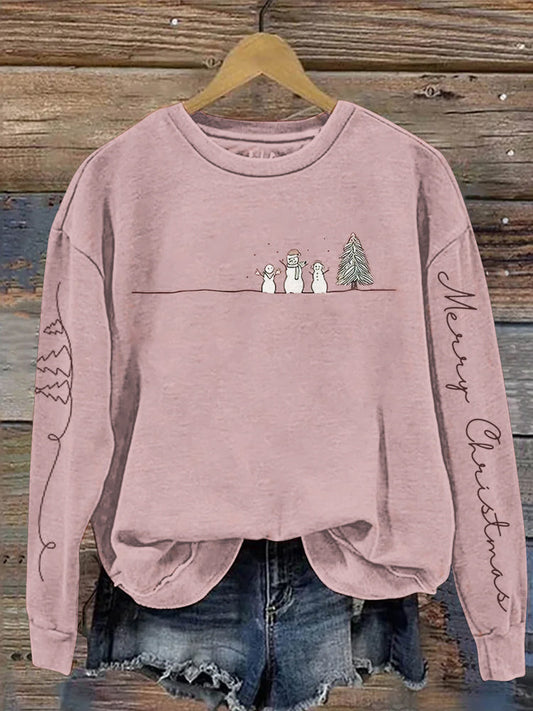 Comstylish Christmas Snowman Minimalist Print Women's Sweatshirt 1
