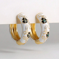 White Enamel Hoop Earrings