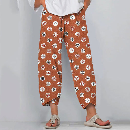 Comstylish Japanese Art Print Casual Pants