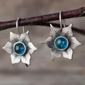 Blue Crystal Flower Earrings