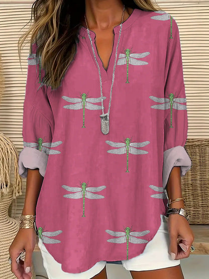 Comstylish Dragonfly Print Women's Long Sleeve Shirt