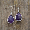 Purple Crystal Drop Earrings