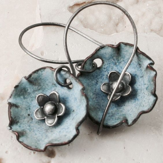Blue Flower Washed Earrings