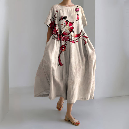 Women'S Elegant Fox Art Pattern Dress artswardrobe