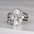 Silver Plated Layered Zirconia Ring