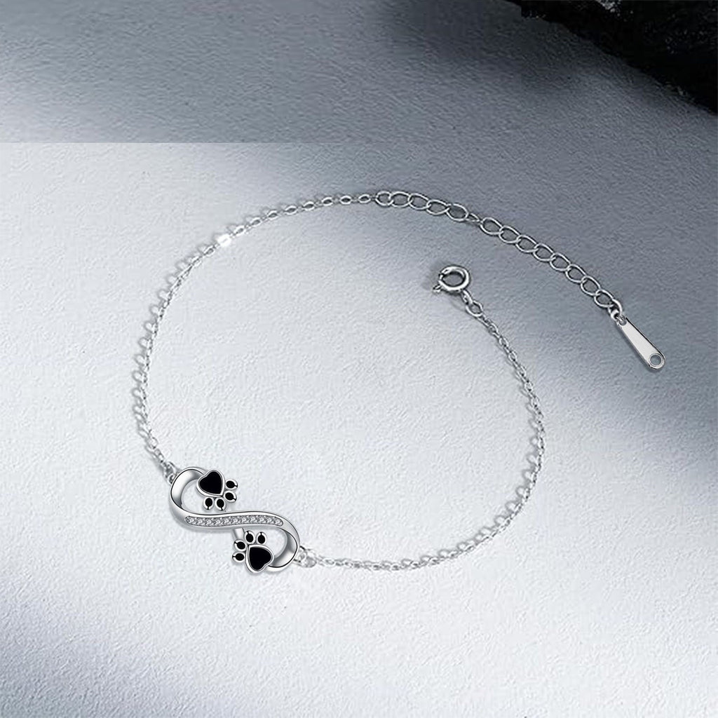 Infinite Symbol Pendant Pet Paw Bracelet With Zirconia