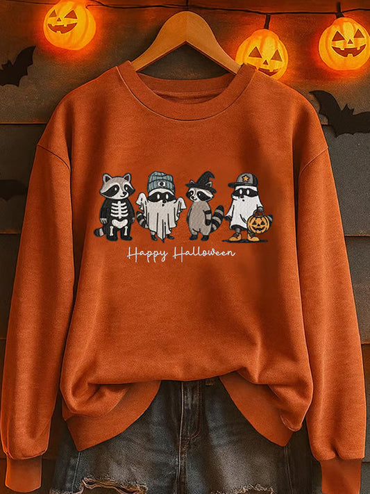 Women's Halloween Raccoon Casual Sweatshirt artswardrobe