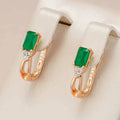 Earrings in Green Crystal With Zirconia in Gold