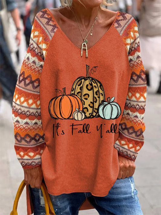 Women's It's Fall Y'all V-neck T-shirt artswardrobe