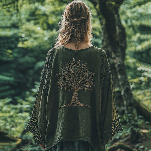 Women's Celtic Mythical Tree Of Life Lace Pattern T-shirt artswardrobe