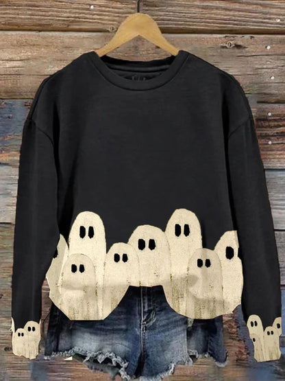 Comstylish Women's Halloween Ghost Print Sweatshirt