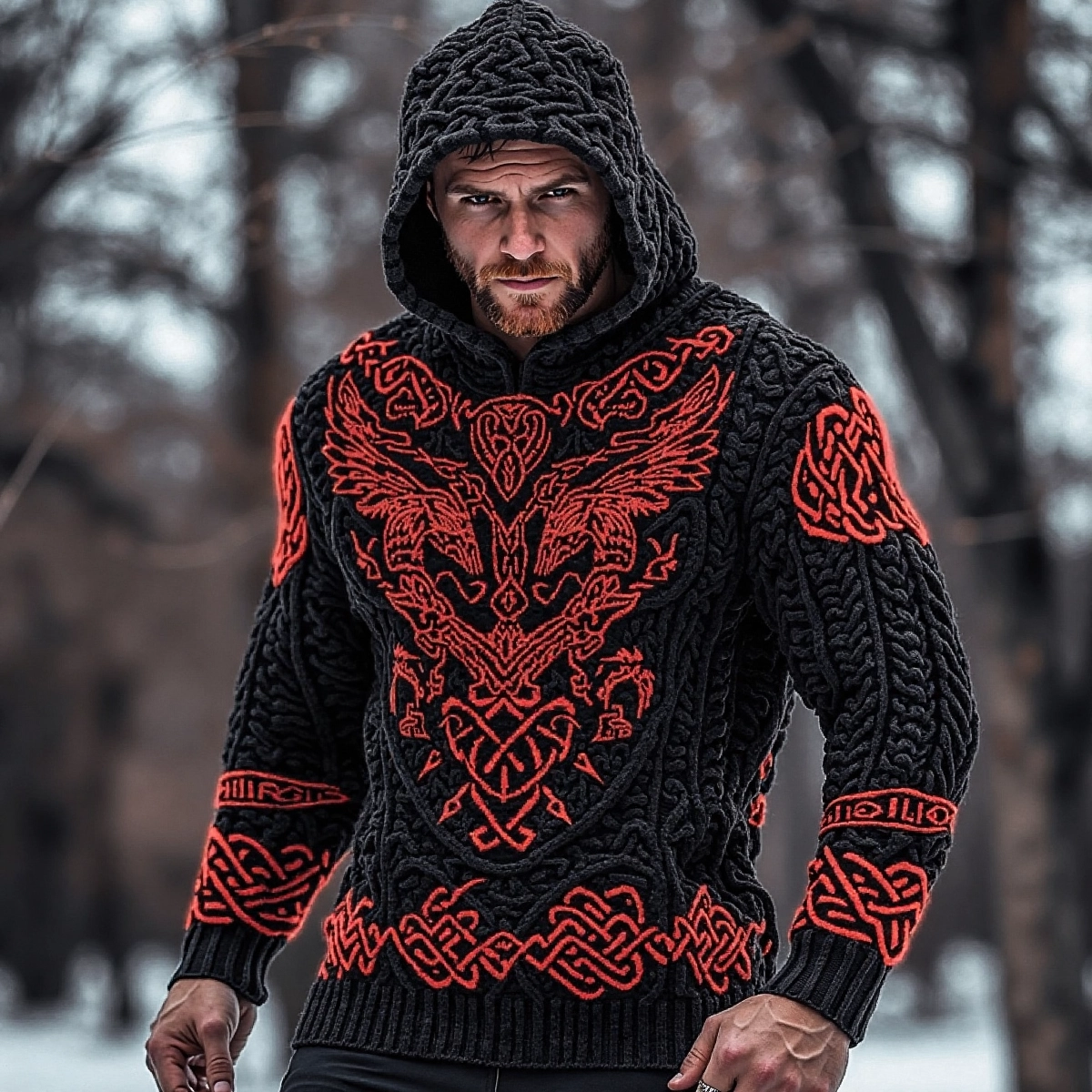 Vintage Viking Totem Eagle Design Sweater artswardrobe