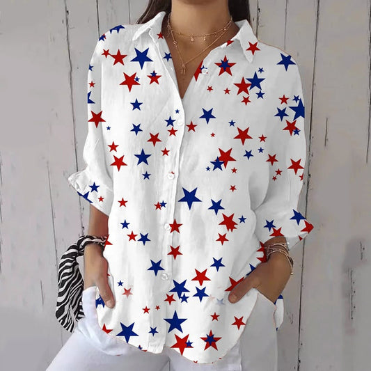 Comstylish Women's Independence Day Star Print Shirt