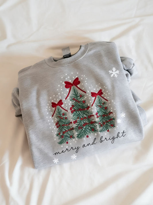 Comstylish Merry Christmas Tree Knitted Print Sweatshirt