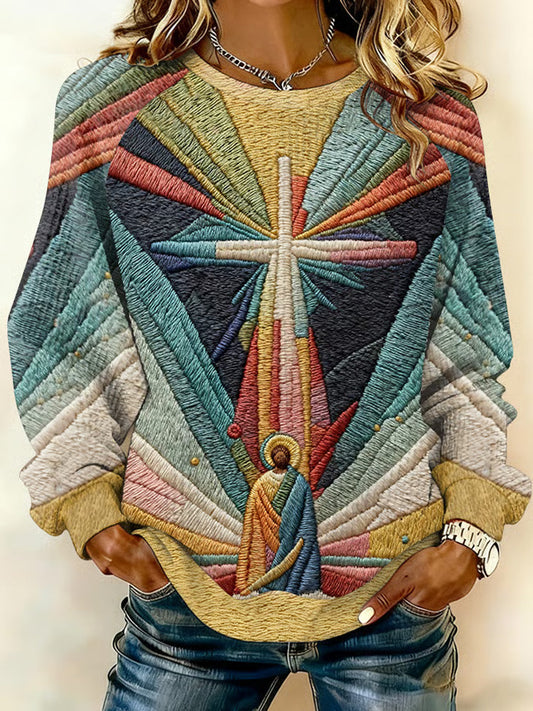Comstylish Women's Faith Print Raglan Sleeve Sweatshirt