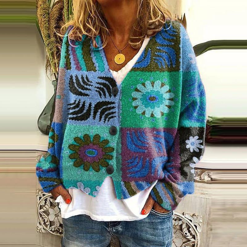 LM | Printed cardigan with button placket