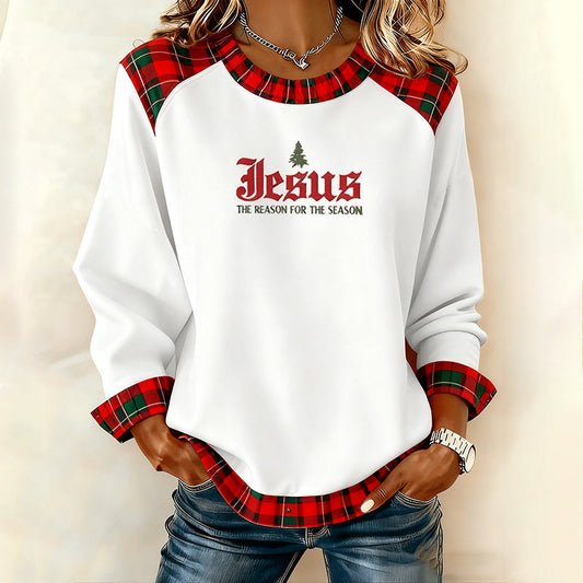 Comstylish Men's Christmas Faith Jesus Print Crew Neck Casual Sweatshirt