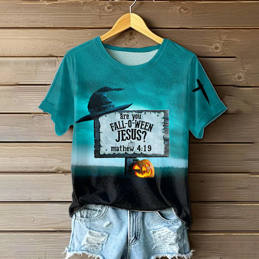 Women's Casual Halloween Faith Print T-shirt artswardrobe